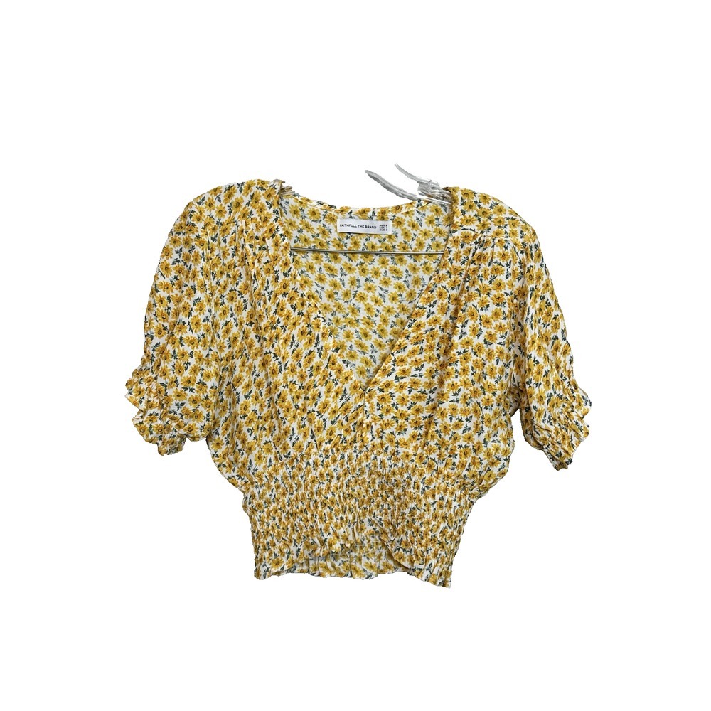 Faithfull The Brand - First Light Top Elastic Waist Yellow Floral FairyCore S-4